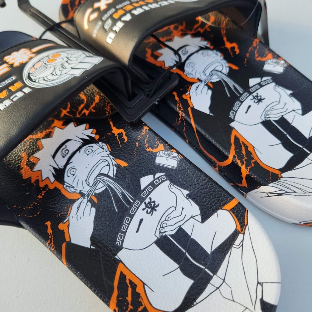 NEW Naruto Anime Ramen Men’s Size 7 Slippers Sandals Slides Shippuden Ichiraku R